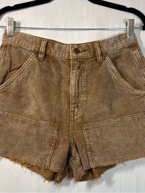 Old Navy Women's Cut Off Carpenters Corduroy High-Rise Shorts in Tan